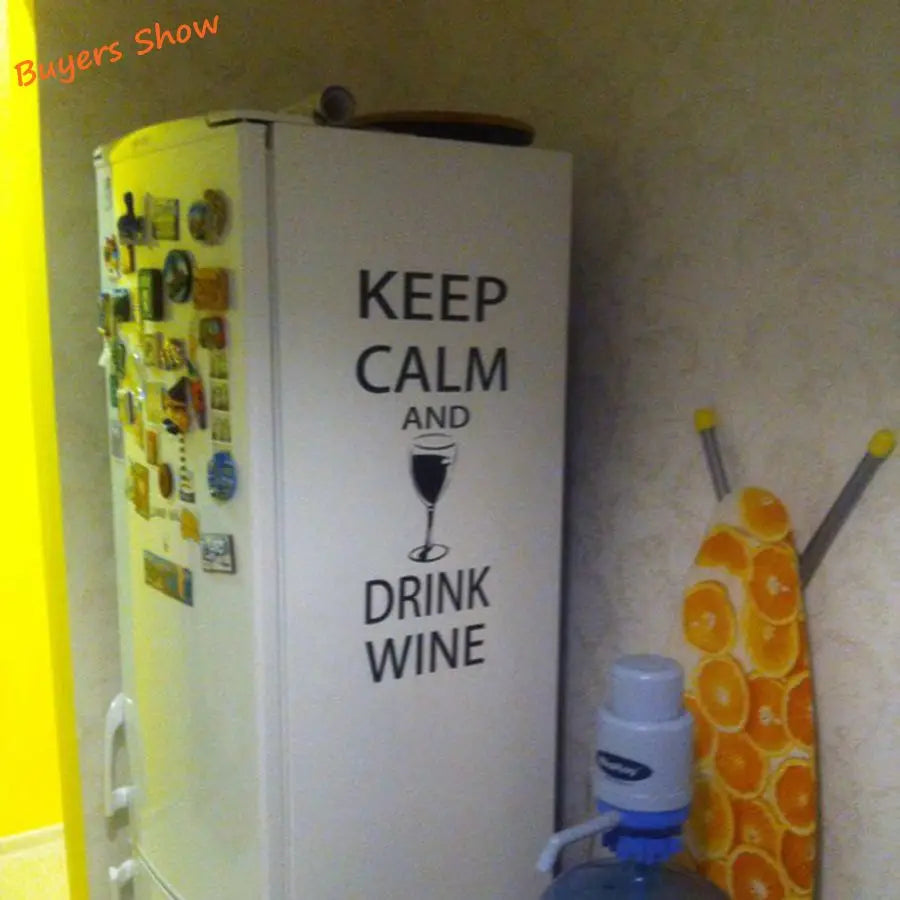 Autocollants muraux pour bar à vin - Restez calme et buvez du vin - Décoration murale amusante pour bar et pub