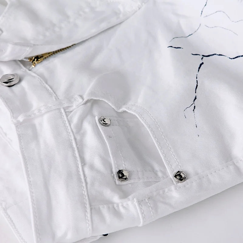 Jean blanc tendance pour homme, éclairage unique et imprimé homme, coton, grande taille 40, nouveauté 2018