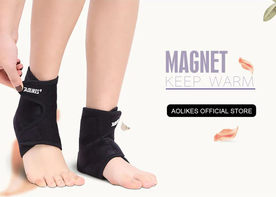 1 paire de ceintures de soutien pour chevilles, thérapie magnétique infrarouge lointain, auto-chauffantes en tourmaline, masseur de talon, soins de santé des pieds