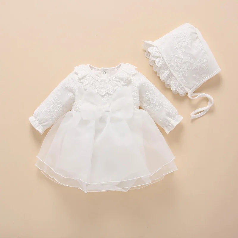Newborn Baby Girl Dresses Clothes For 0-3 Month Set Party Birthday Dress Outfits 0-1 Years Shoes Tights & Long Socks Christening