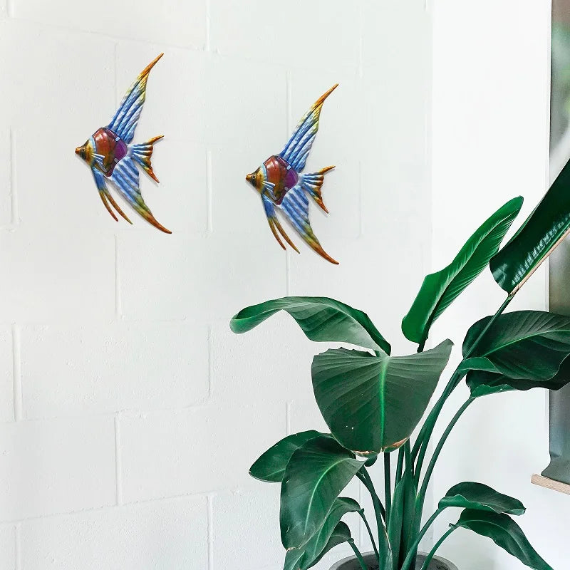 Décoration murale de poisson-ange pour jardin, décoration extérieure, miniatures de jardin, statues et sculptures