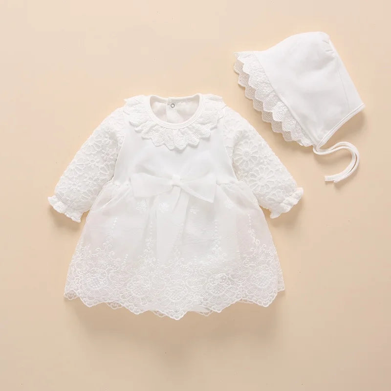 Newborn Baby Girl Dresses Clothes For 0-3 Month Set Party Birthday Dress Outfits 0-1 Years Shoes Tights & Long Socks Christening