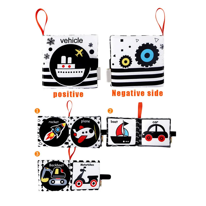 Newborn Soft Cloth Books Black and White Book Books 0-36 Months Early Learning Educational Toys
