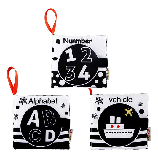 Newborn Soft Cloth Books Black and White Book Books 0-36 Months Early Learning Educational Toys