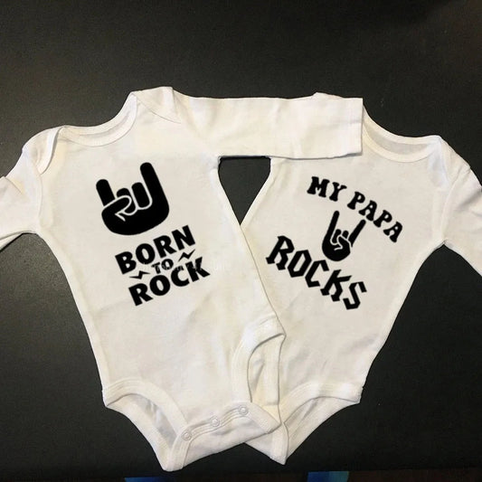 Body bébé Born To Rock à manches longues en coton pour nouveau-né, vêtements mignons pour bébé garçon, combinaison pour bébé, tenue rock