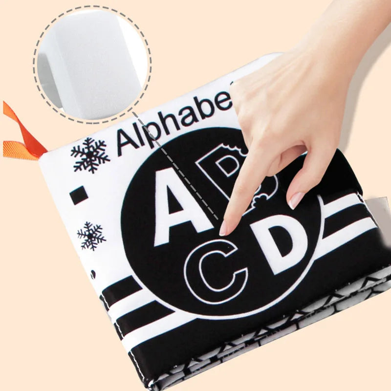 Newborn Soft Cloth Books Black and White Book Books 0-36 Months Early Learning Educational Toys