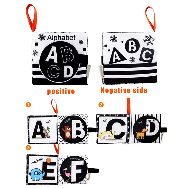 Newborn Soft Cloth Books Black and White Book Books 0-36 Months Early Learning Educational Toys
