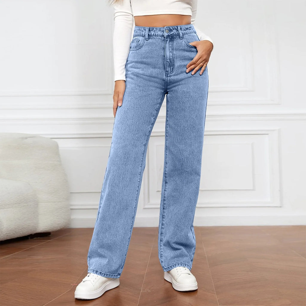 Women's High Waist Washed Women's Jeans Fashionable Versatile Straight Leg Pants Jeans Women Jean Pants Women Jeans Women 2025