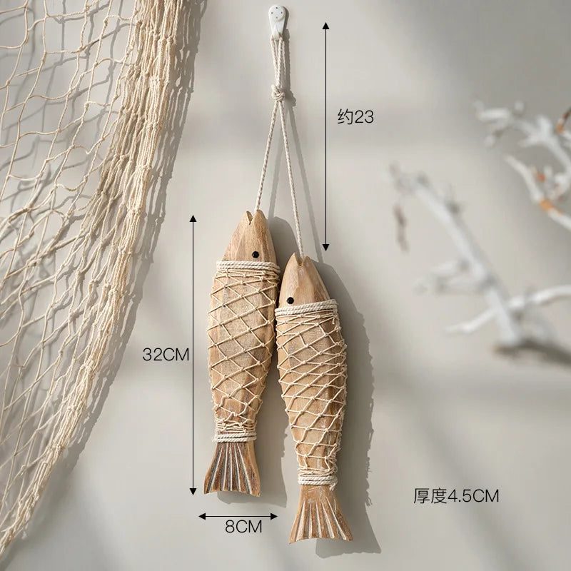Décoration murale vintage en bois représentant un poisson, style méditerranéen, style rustique, idéale pour un salon ou une chambre à coucher