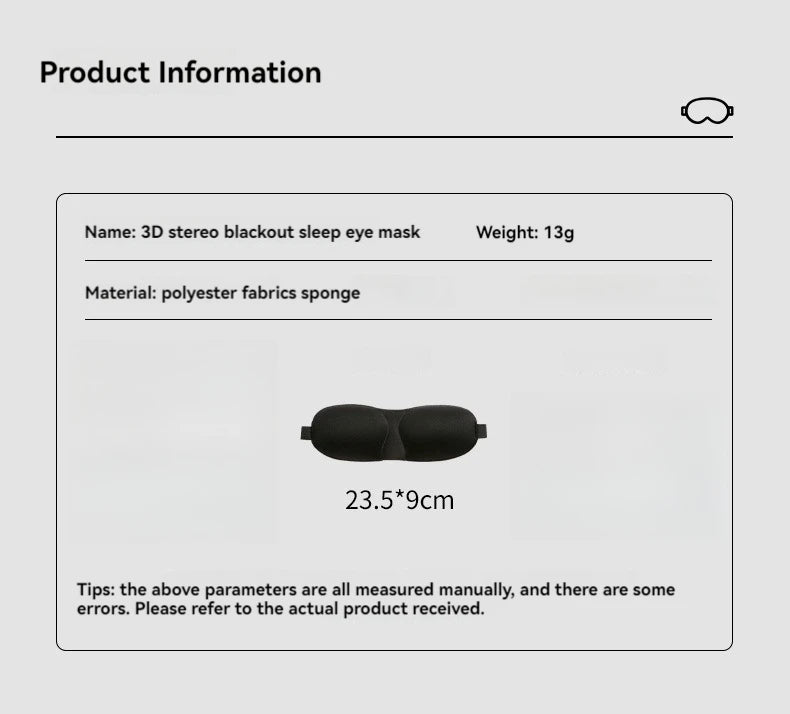 1 Piece 3D Sleep Mask Blindfold, Sleep Aid Soft Memory Foam Eye Mask, Suitable For Sleep Travel Blackout Sleep Mask Eye Mask