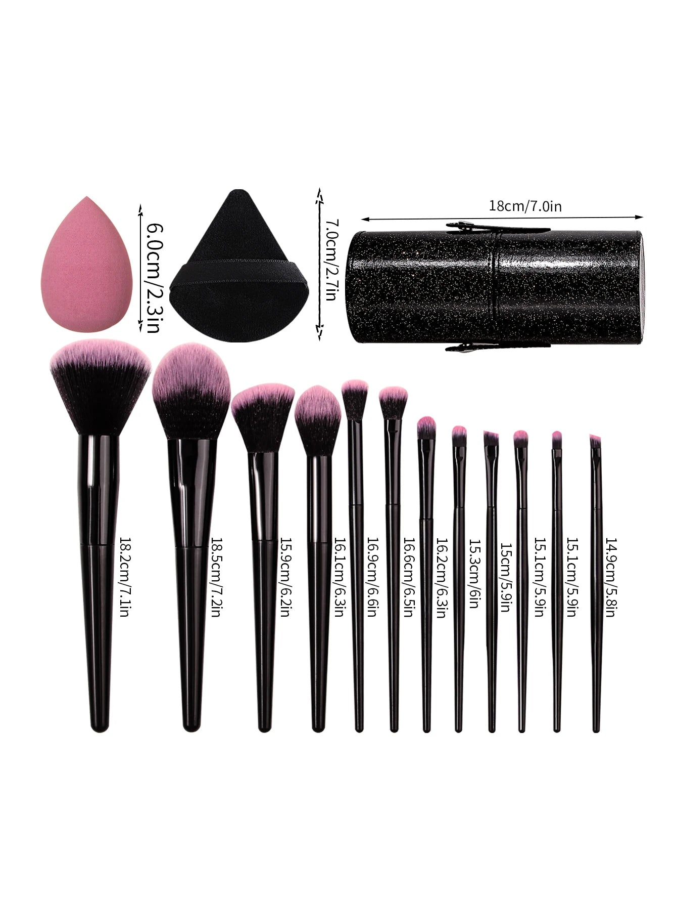 1/12/19PCS professional set combination makeup tools 12 brushes 6 makeup puff Makeup egg Large capacity waterproof makeup bucket