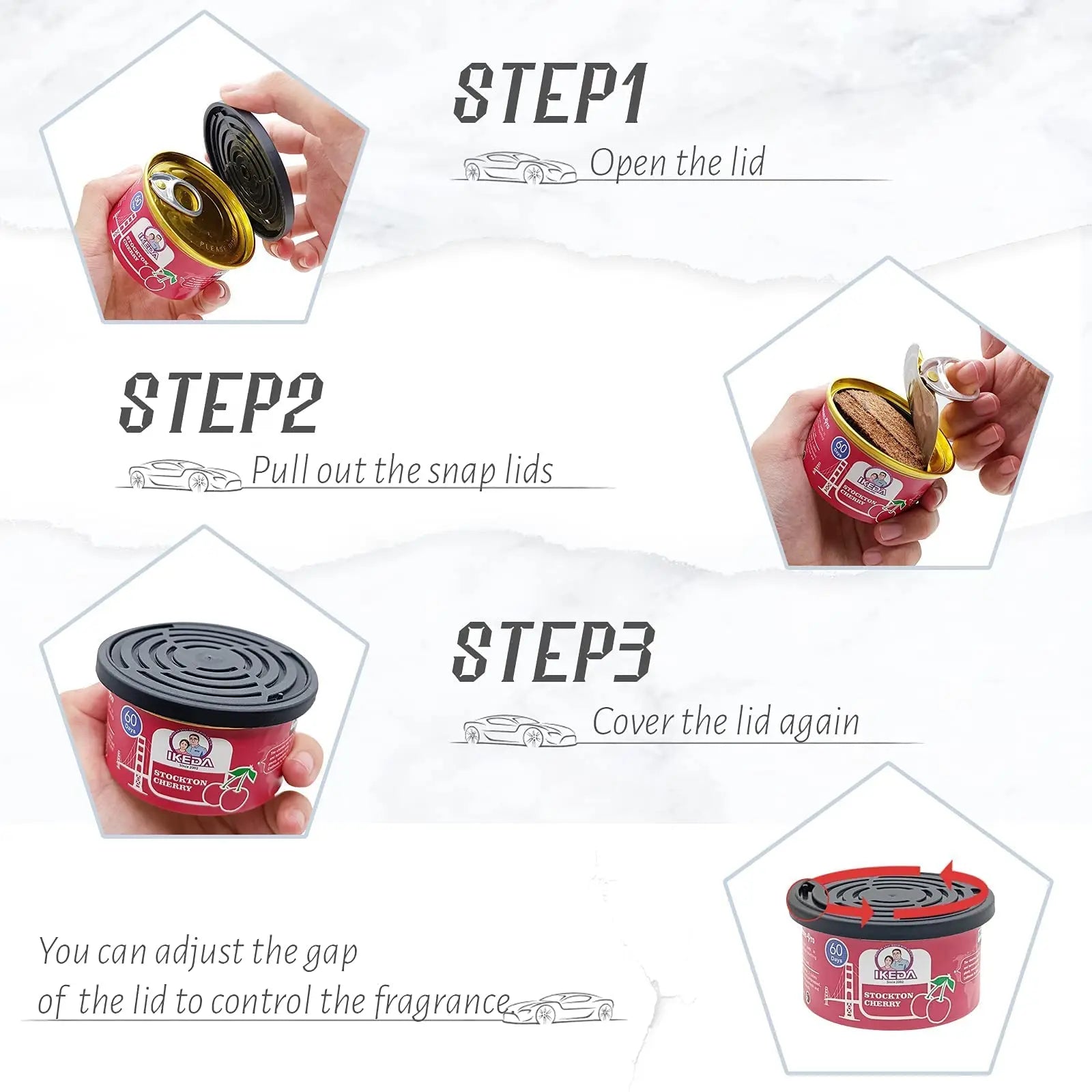 Car Air Freshener: 12 kinds Scent | Organic Cans | Odor Eliminator Essential | Long-Lasting | Strong Fragrance | For Home