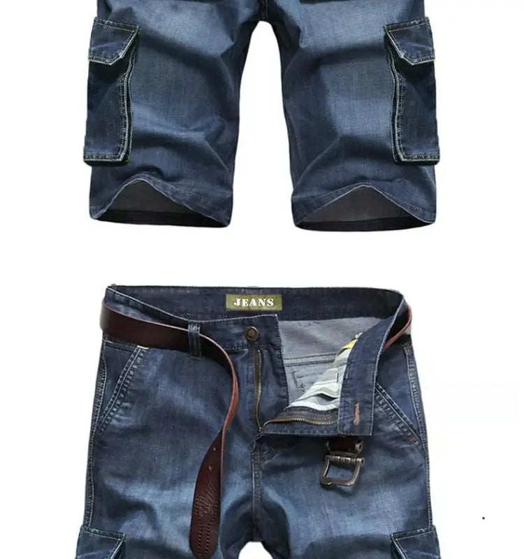 Summer Fashion Denim Jeans for Men Designer Knee Length Shorts Capri Loose Straight Leg Slim Casual Punk Workwear Cargo Shorts