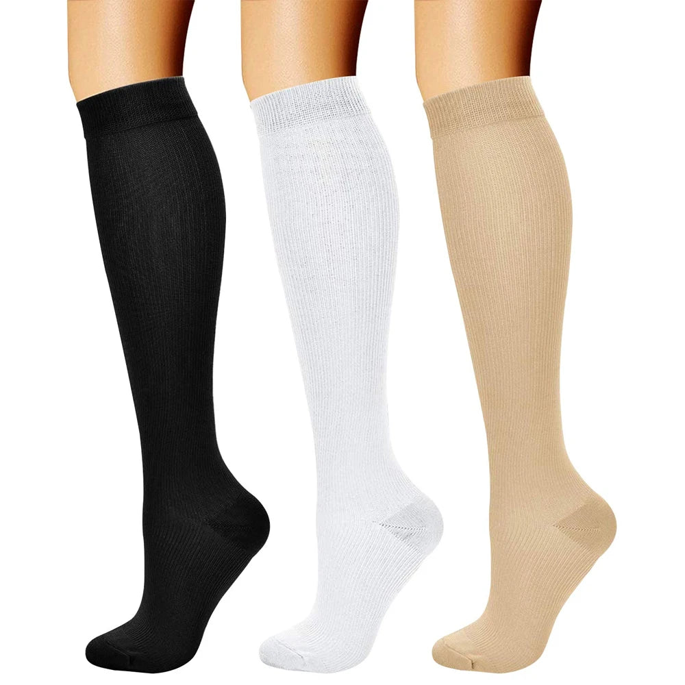 1Pair Calf Compression Socks for Men & Women 15-20mmHg-Graduated Supports Socks for Soccer Running Nurses