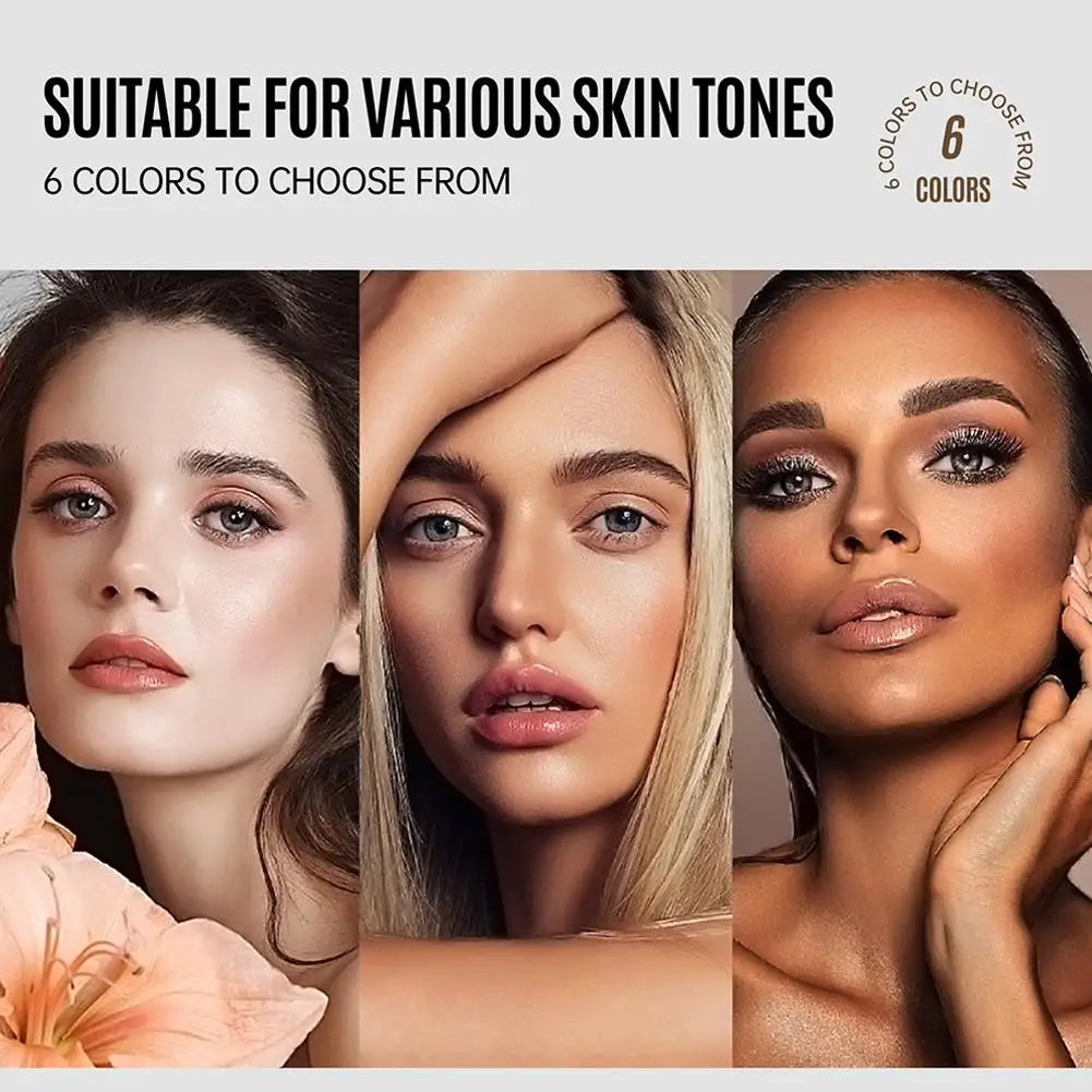 Professional Makeup Kit Natural Matte Long-Lasting Liquid Foundation+Flat Top Brush &Sponge Full Coverage 24H Lightweight Makeup