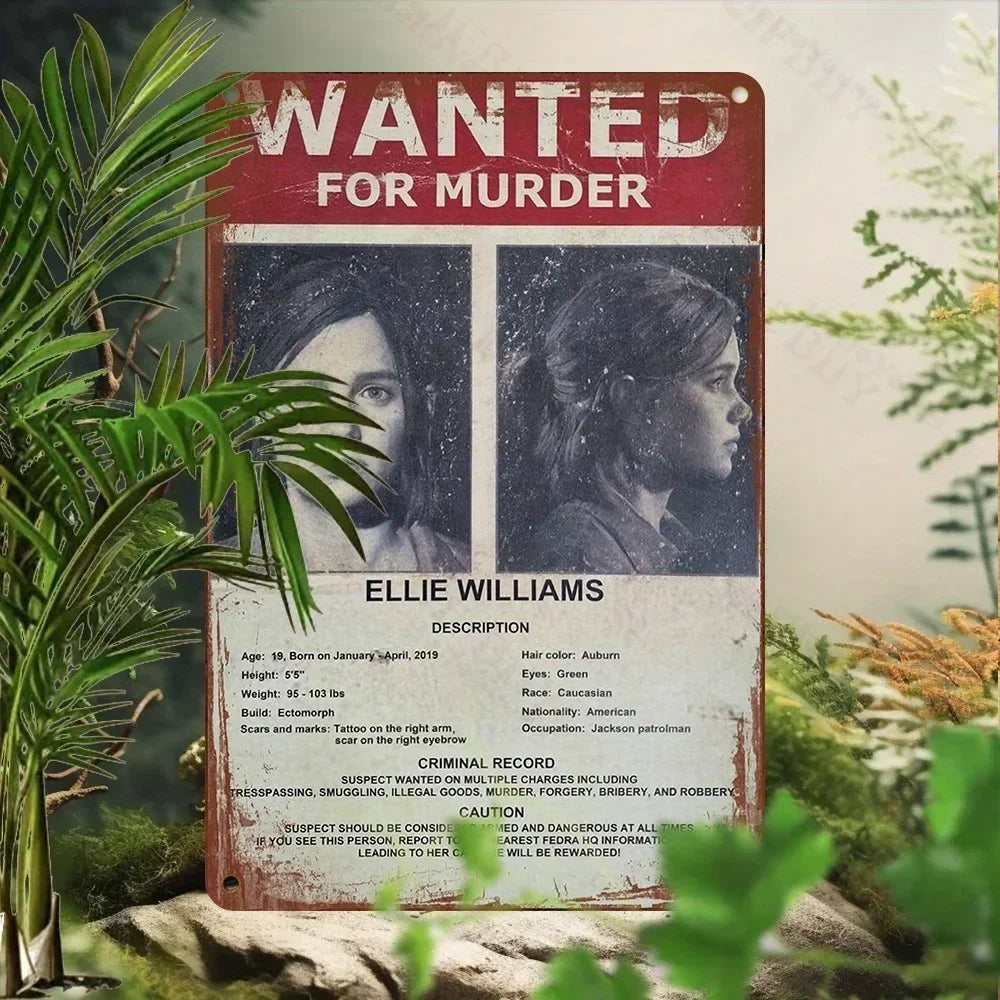 Gaming Room Wall Art - Vintage "Wanted for Murder" Aluminum Sign, UV Printed Waterproof Plaque for Home & Bars