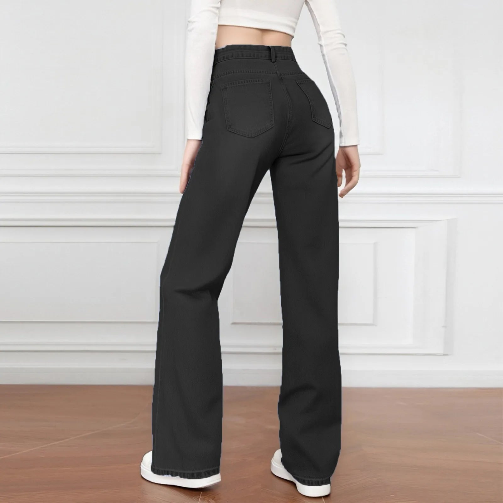 Women's High Waist Washed Women's Jeans Fashionable Versatile Straight Leg Pants Jeans Women Jean Pants Women Jeans Women 2025