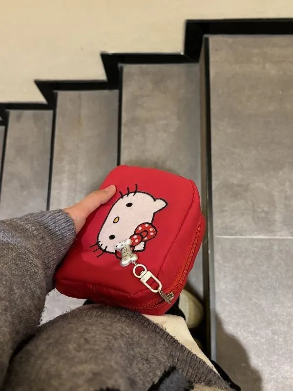Cartoon HelloKitty Small Makeup Bag Cute Girl Portable Handheld Makeup Bag Makeup Storage Bag