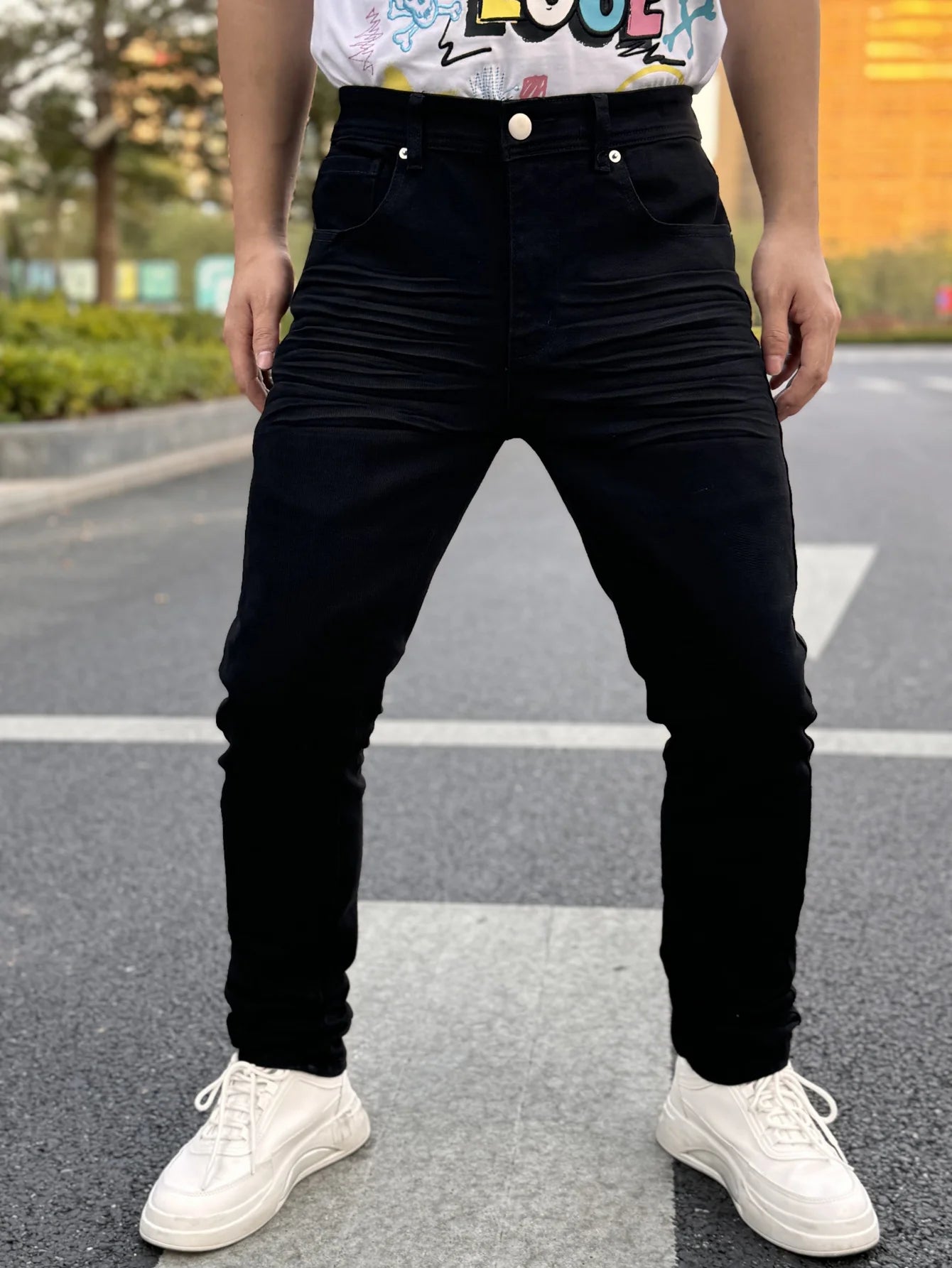 2025  Fashion Trend Men's Jeans  With A Slim Waistline Design  Are Casual And Versatile   Suitable For Various Occasions