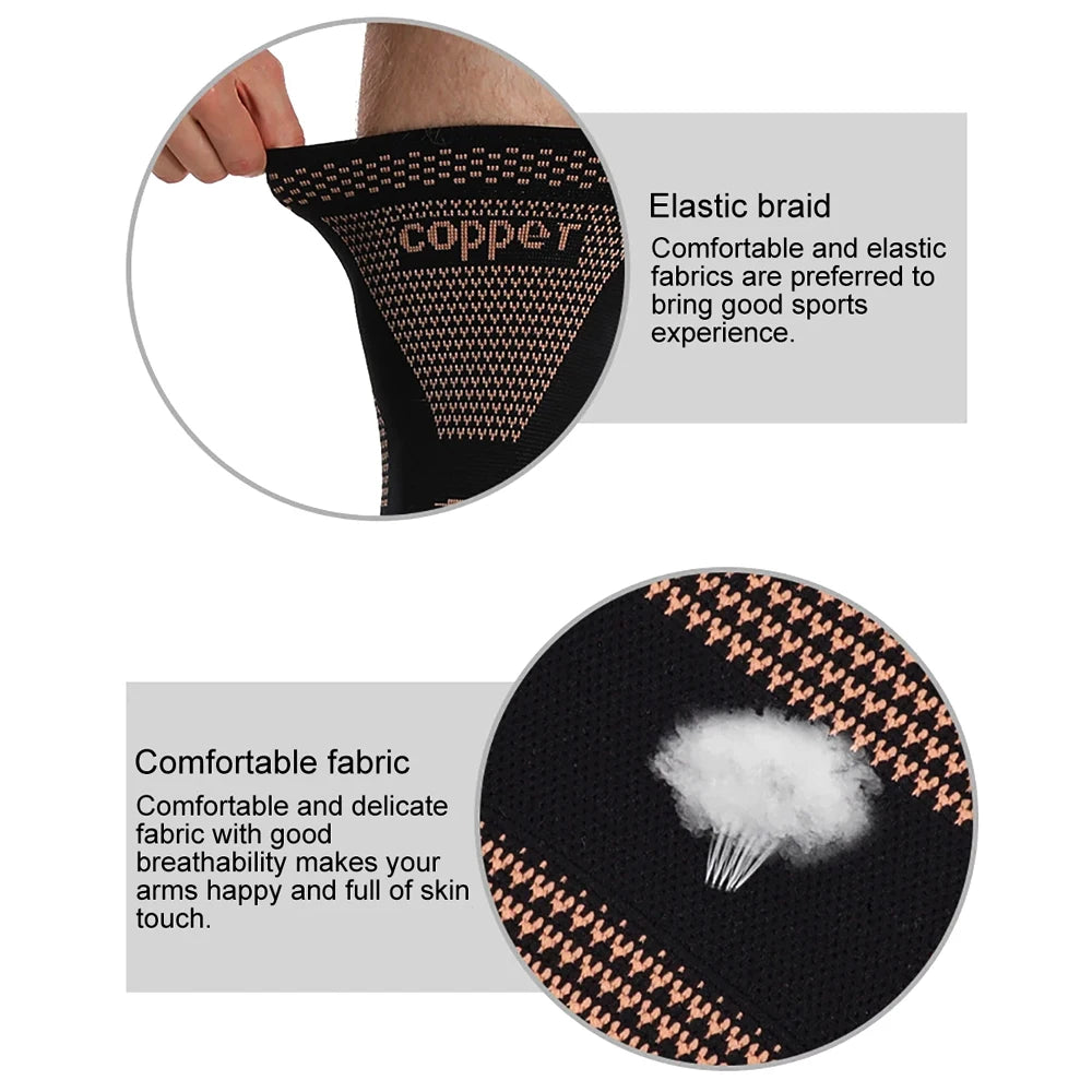 1/2Pcs Copper Full Leg Sleeves Long Compression, Knee Braces, Knee Compression Sleeves for Meniscus Tear, ACL, Arthritis, Sport