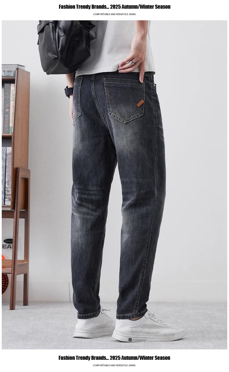 Men's Casual Jeans 2025 New Fashion Loose Tapered Pants Comfortable Personalized Vintage Male Clothes Denim Trousers