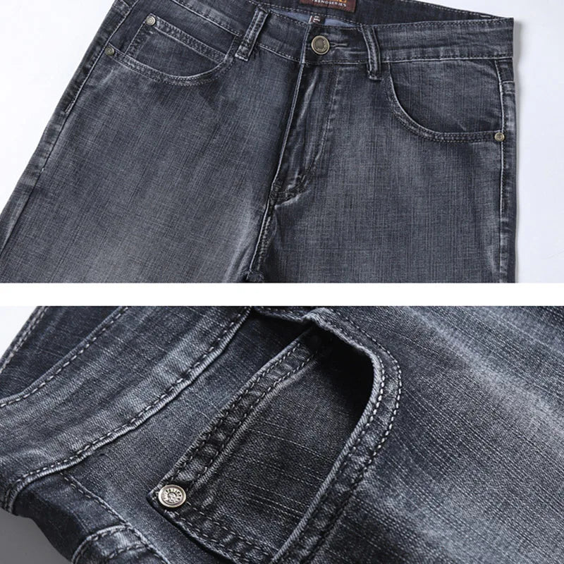 Denim Grey Jeans For Men's High Quality Trendy 2024 New Arrival Casual Versatile Elastic Korea Slim Straight Denim Pants Male