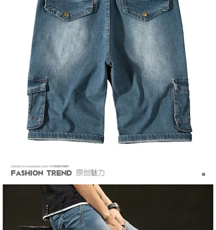 Summer Fashion Denim Jeans for Men Designer Knee Length Shorts Capri Loose Straight Leg Slim Casual Punk Workwear Cargo Shorts