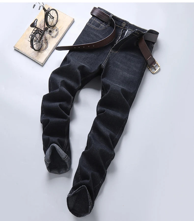 Jeans droits pour hommes, nouvelle collection 2024, pantalon slim extensible, confortable et doux, pantalon en denim pour hommes, vêtements de marque