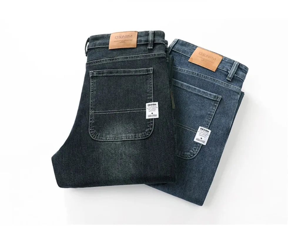 2025 New Spring and Autumn Men's Jeans, Loose, Comfortable, Straight, Business Casual, Versatile Wide-leg Business Trousers
