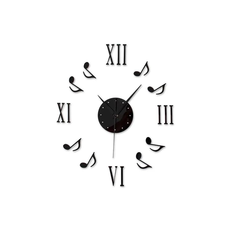 Modern Art Wall Clock Musical Note Notation Mirror Mural Sticker Acrylic Plexiglass DIY Creative Watch New House Home Decor Gift