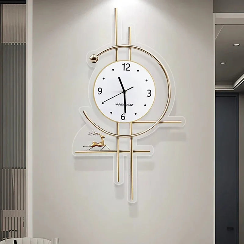 Horloge murale en métal pour salle de bain, salon, design xénomorphe, montre murale créative et tendance, motif paon, décoration de chambre