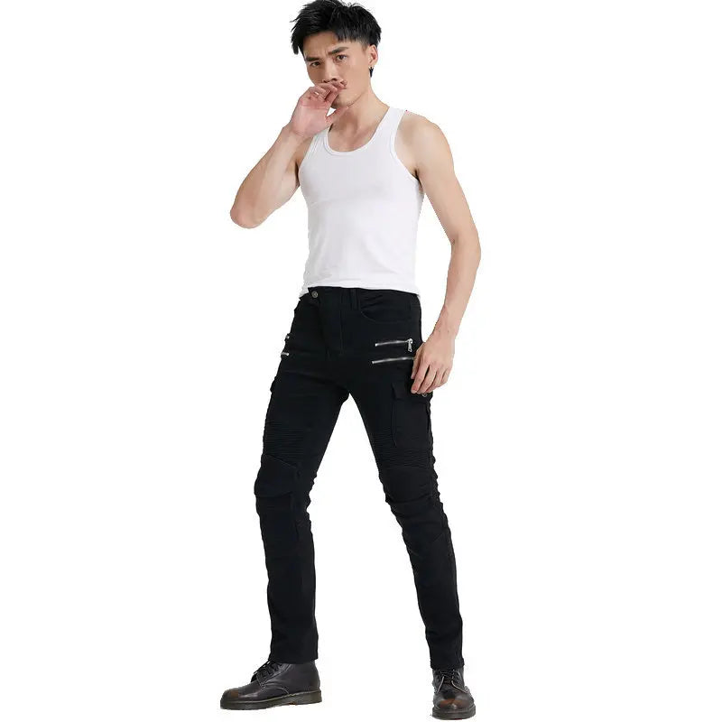 Motorcycle Riding Jeans Pants Men's Workwear Multi-Pocket Motocross Pants Outdoor Fall Protection Moto Trousers CE Protective