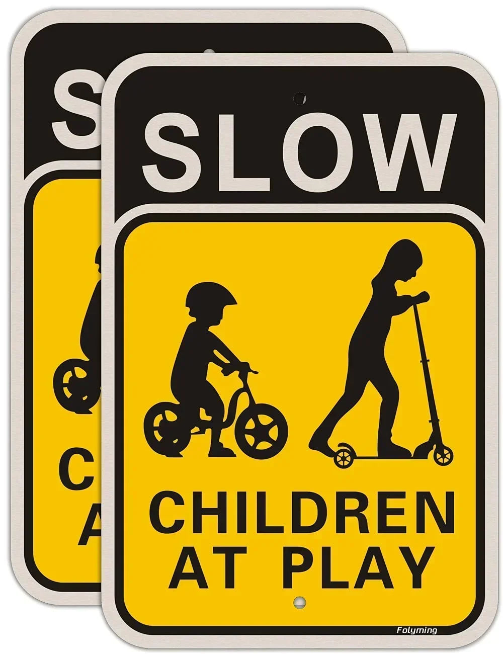 Iron Wall Art Decoration，2D Decorative painting,Essential Slow Down Children at Play Yard Signs