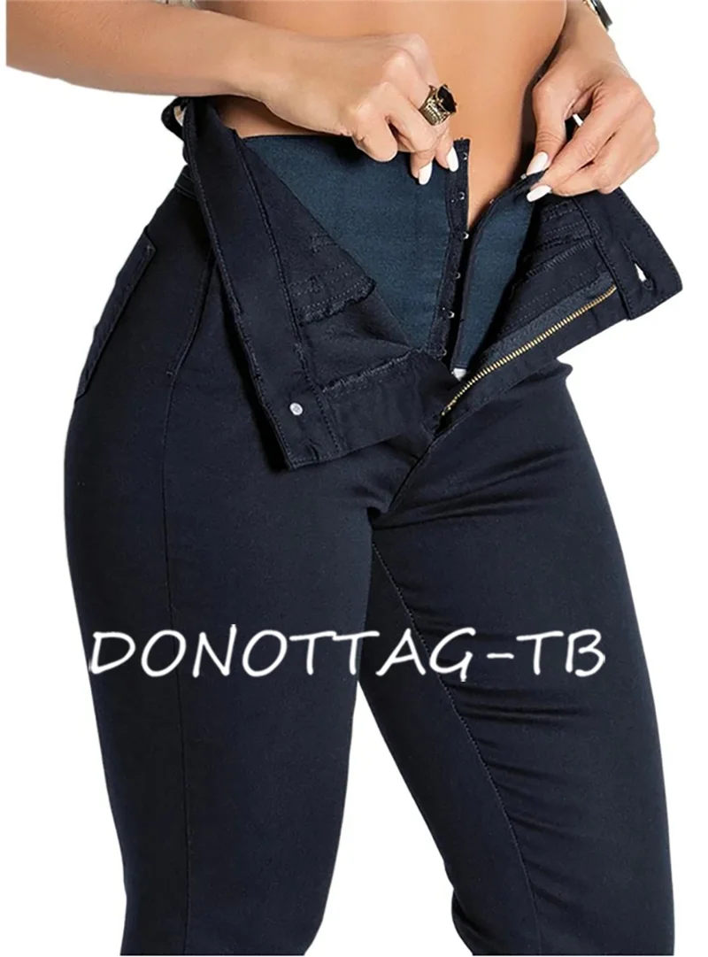 Jeans For Women Mom Jeans Blue Gray Black Woman High Elastic 36 38 40 Stretch Jeans Female Washed Denim Skinny Pencil Pants