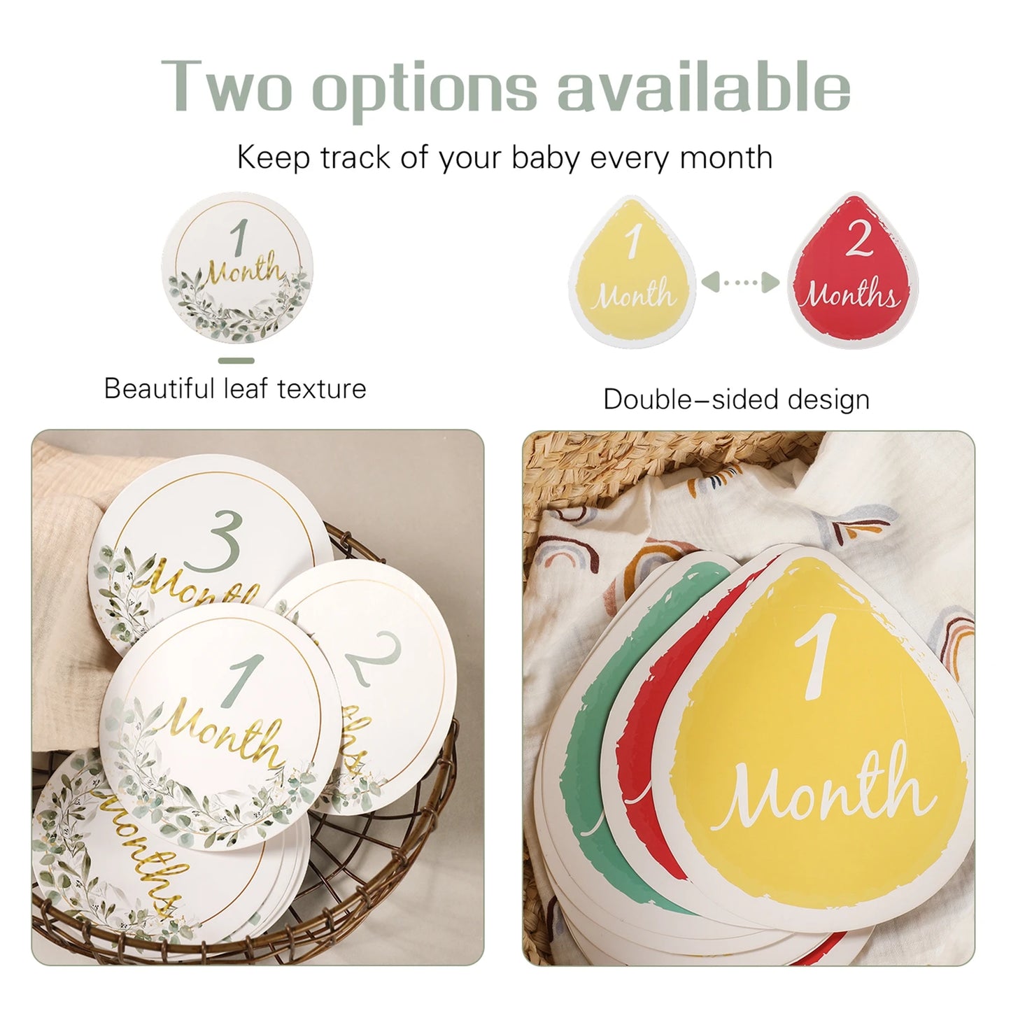 Baby Milestone Number Monthly Memorial Cards For Newborn Baby Paper Wooden Engraved Age Photography Accessories Birthing Gift