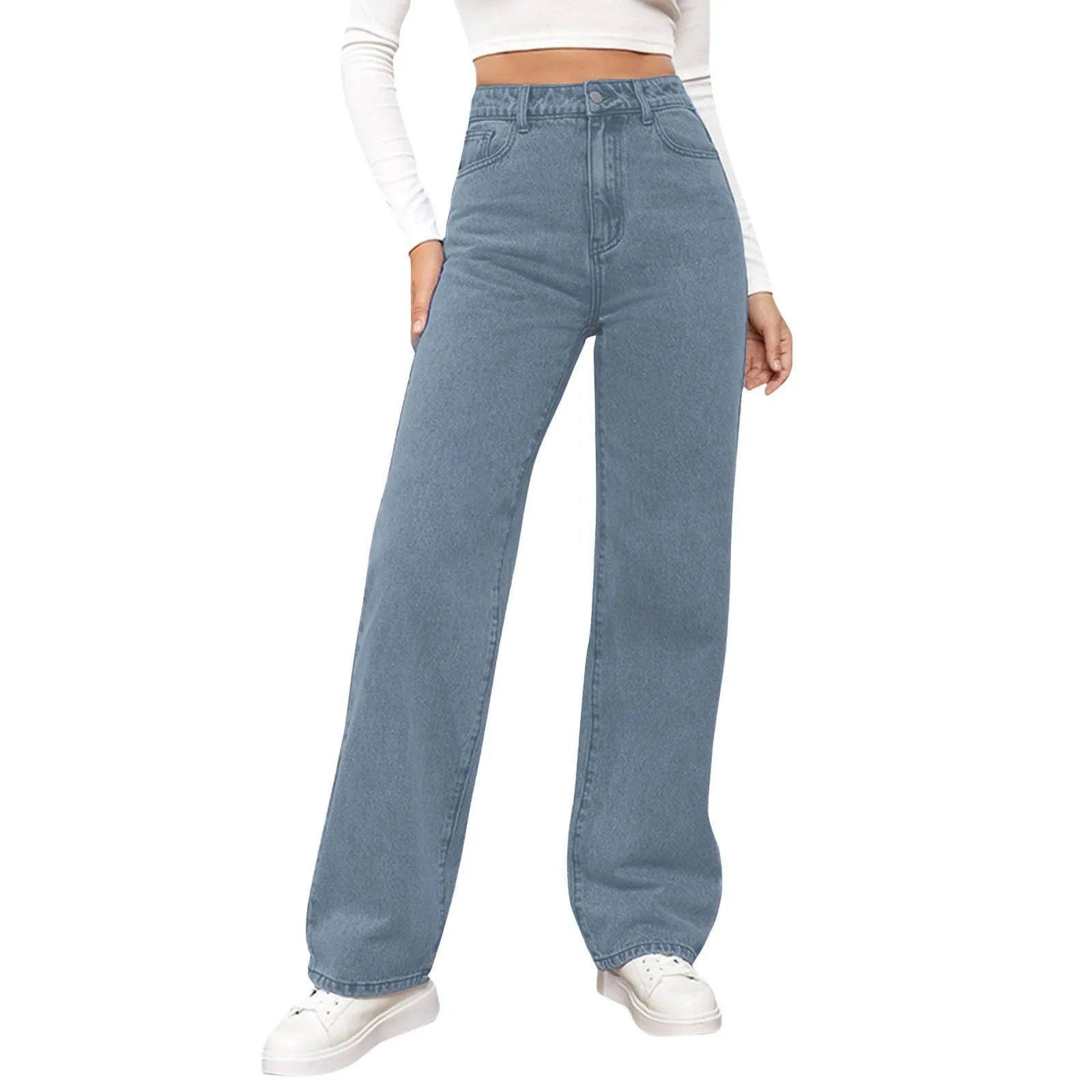 Women's High Waist Washed Women's Jeans Fashionable Versatile Straight Leg Pants Jeans Women Jean Pants Women Jeans Women 2025