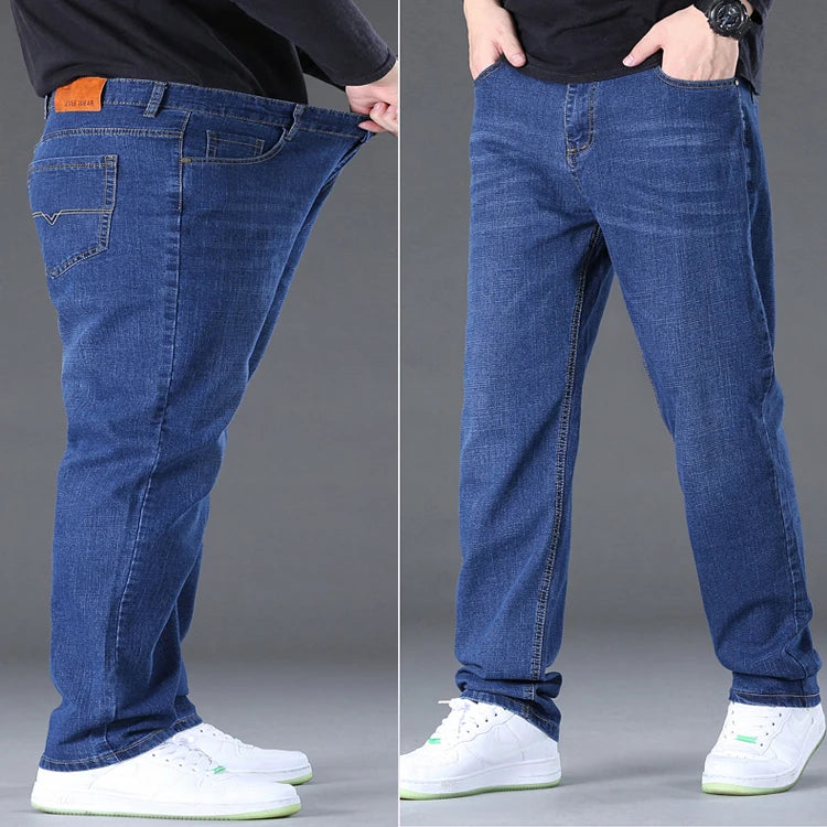 Jeans pour hommes grandes tailles 28-50, tissu denim, pantalons grande taille pour personnes en surpoids de 45 à 150 kg, jeans Hombre, jeans à jambe large, pantalon homme
