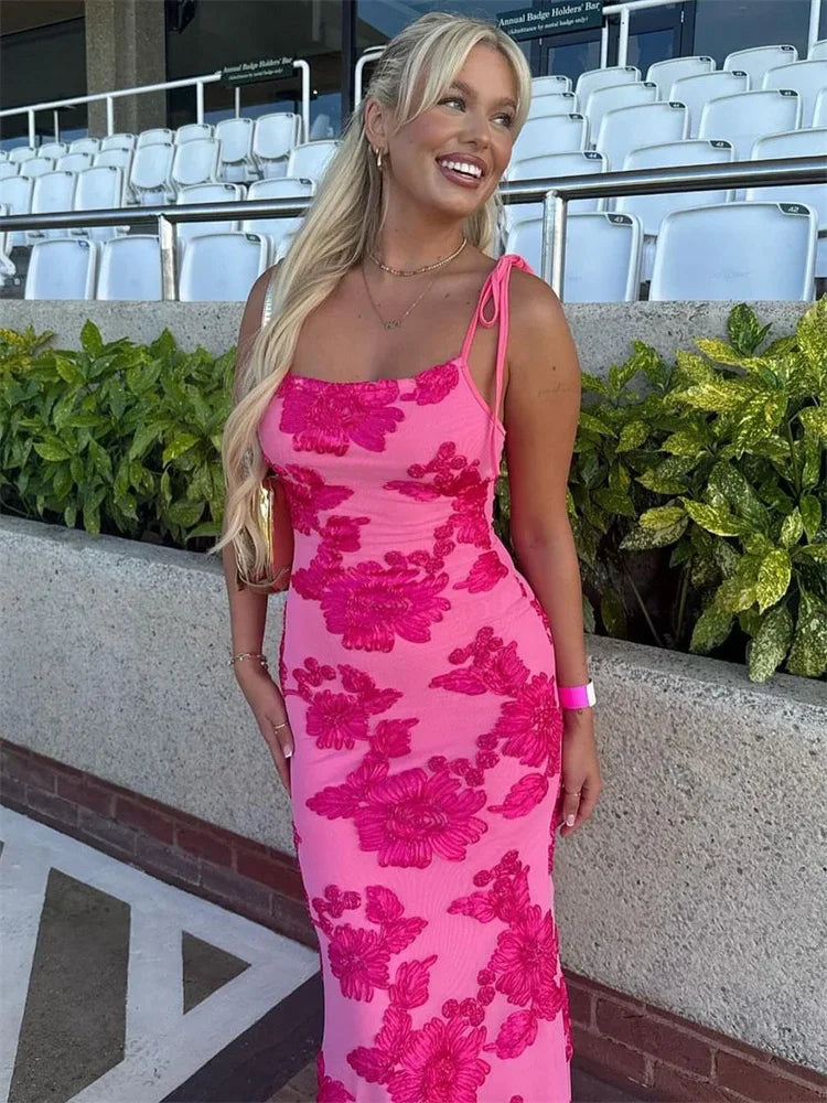 Luxury Printed Fashion Long Dress Women's Lace-Up High Waist Patchwork Slim Backless Elegant Party Dress Female Maxi Dress Y2k