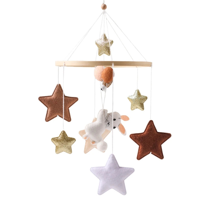 Baby Wooden Bedbell Bracket 0-12 Months Bed Bell Bracket Wooden Mobile Newborn Crochet Bed Bell Hanging Toys Newbaby Rattle Toys