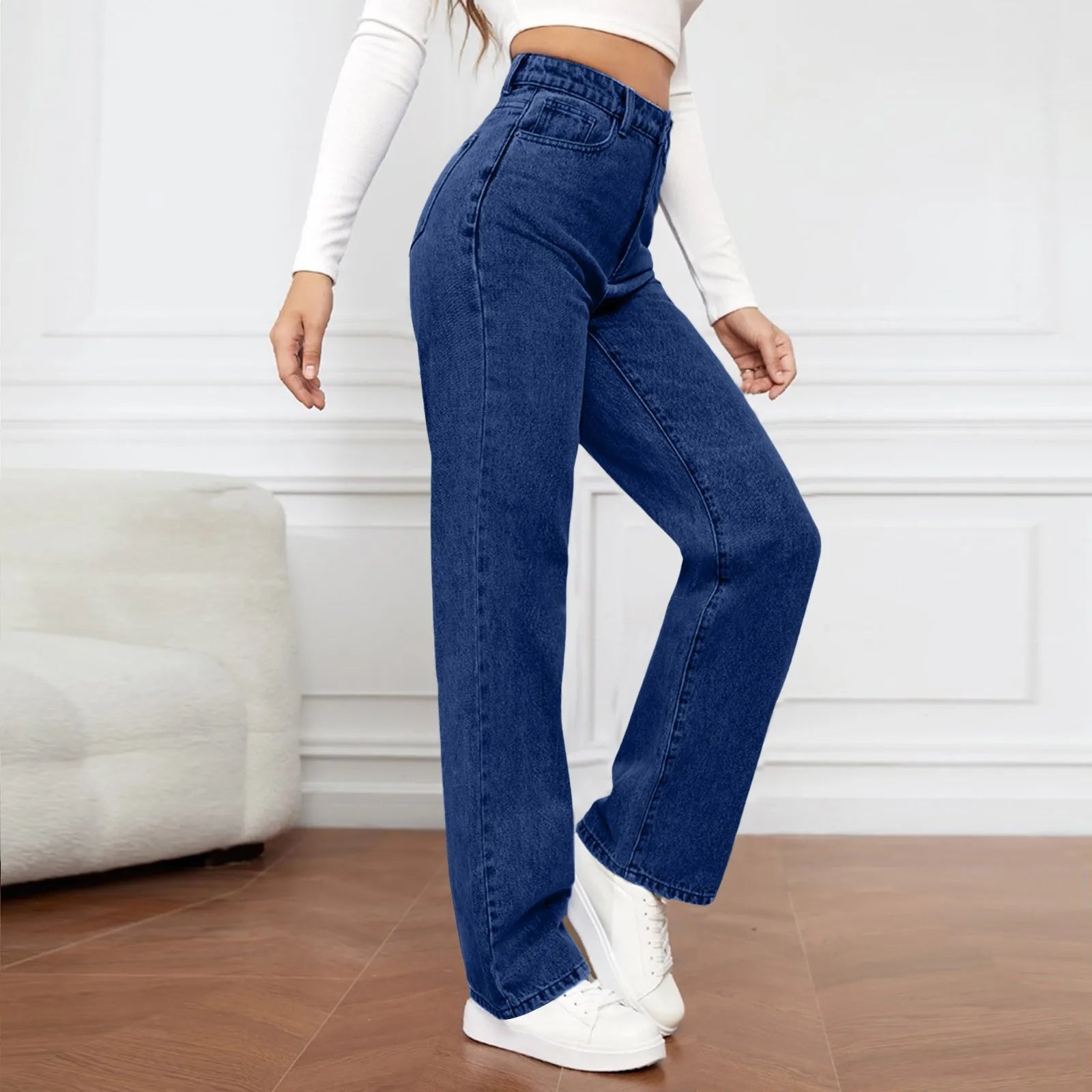 Women's High Waist Washed Women's Jeans Fashionable Versatile Straight Leg Pants Jeans Women Jean Pants Women Jeans Women 2025