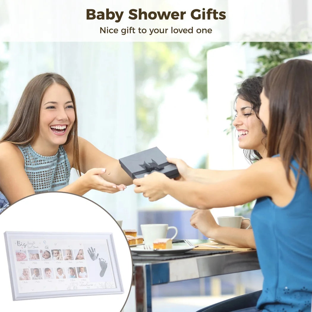 12 Newborn Months Newborn Baby Picture Frame Baby Hand And Footprint Kit My First Year Baby Picture Frame For Photo Memories