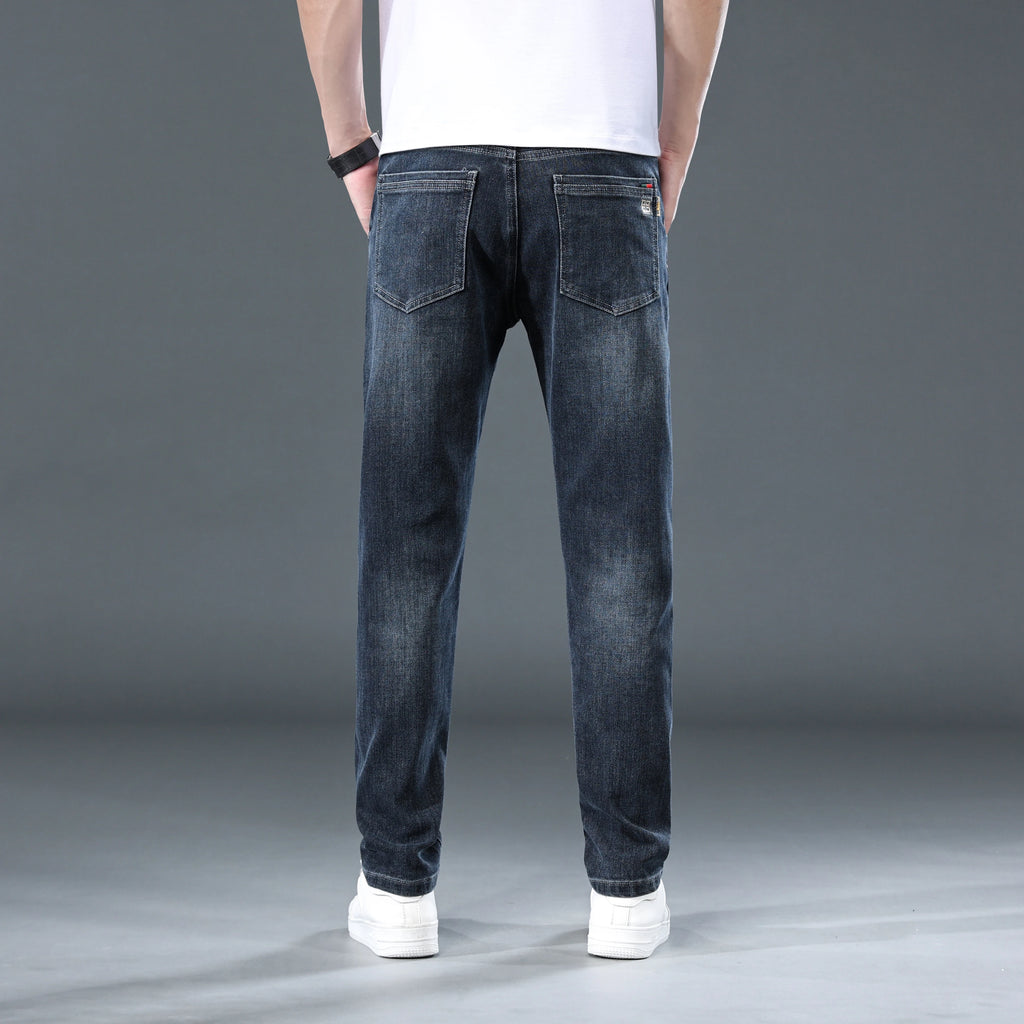 Jean ample (légèrement extensible) pour homme, décontracté et polyvalent, coupe haute et slim, à porter toute l'année, 2025