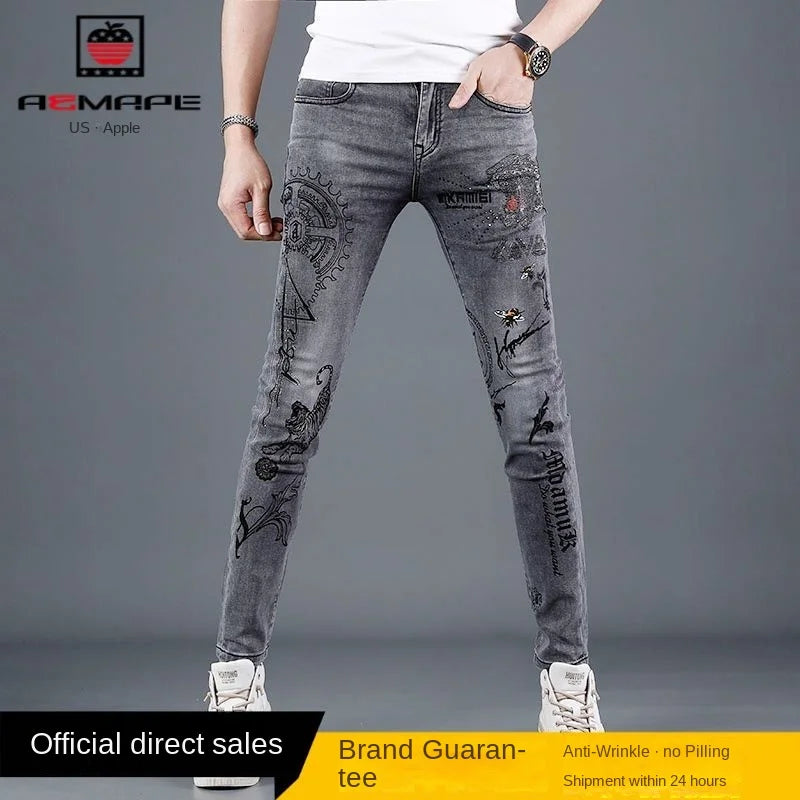 Streetwear Trending Slim Denim Jeans for Men Casual Spring Autumn Luxury Men's Clothing Slim Fit Jeans Men Washed Trousers Male