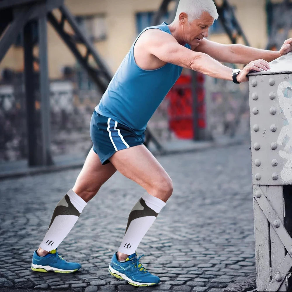 1 Pair Calf Compression Sleeves, Footless Socks Support for Running, Men Women Leg Sleeve Brace for Shin Guard Splints Swelling