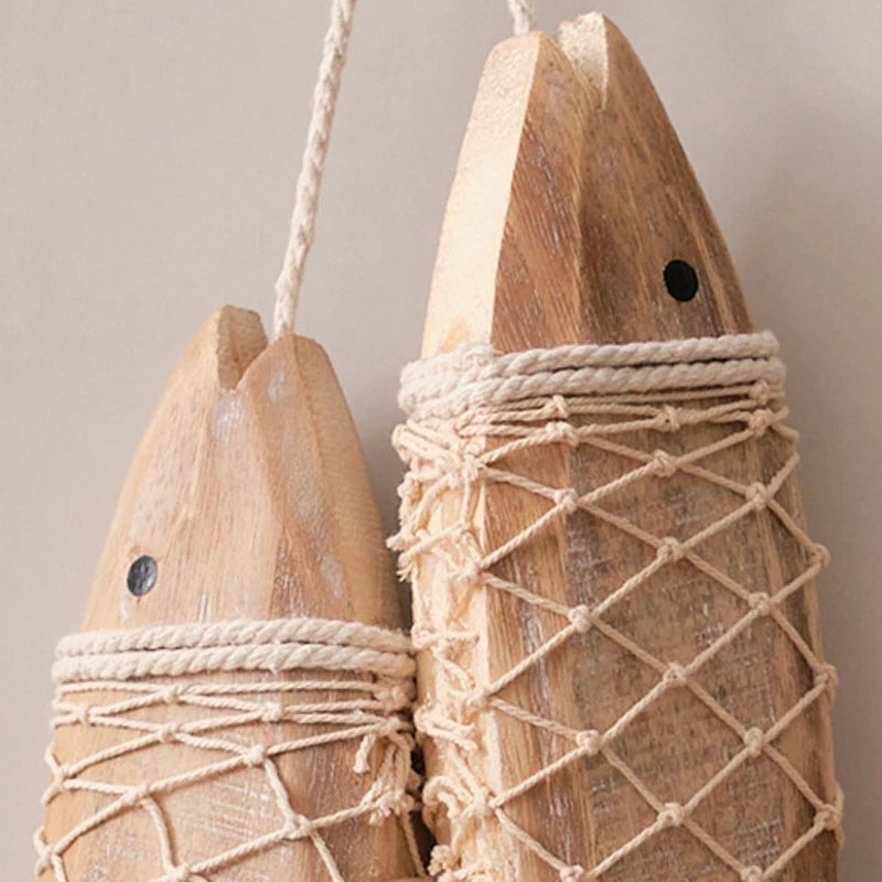 Décoration murale vintage en bois représentant un poisson, style méditerranéen, style rustique, idéale pour un salon ou une chambre à coucher