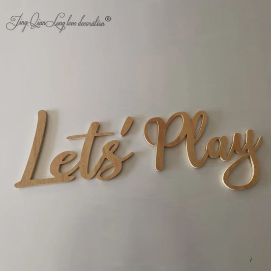 Let's PLAY Wall Sign - Children's Playroom Decor - Bedroom, Nursery Interior Wall Art Design