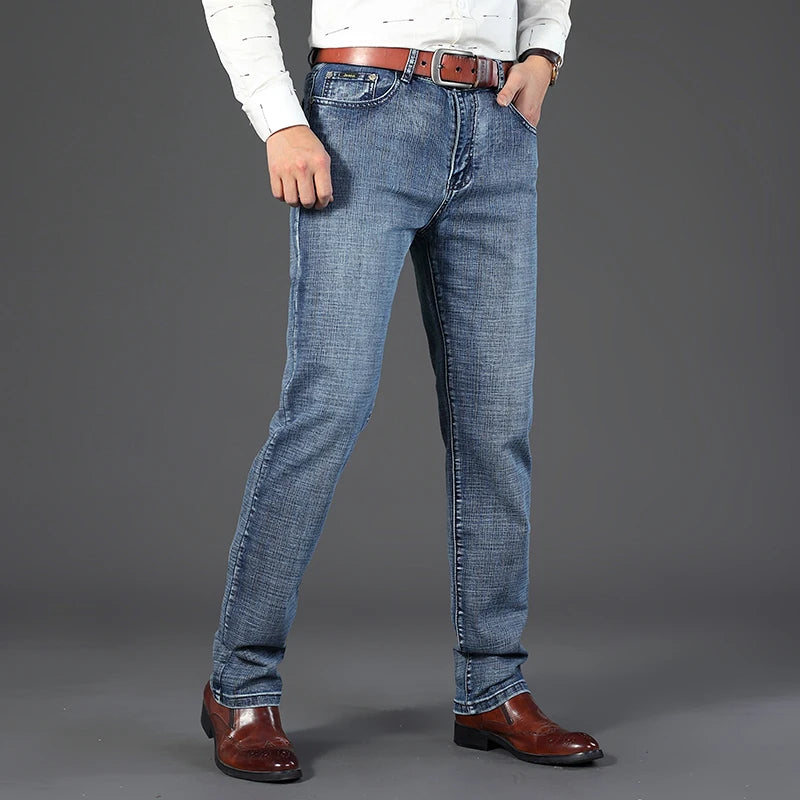 New Jeans Men Classical Jean High Quality Straight Leg Male Casual Pants Plus Size 30-40 Cotton Denim Trousers Ropa Hombre