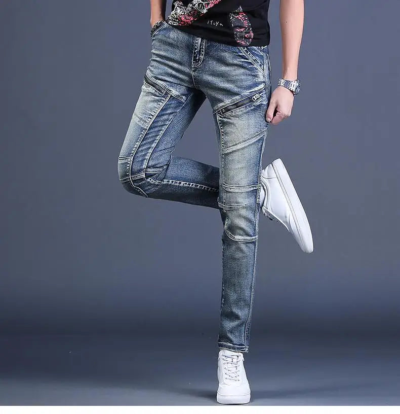 Streetwear Trending Slim Denim Jeans for Men Casual Spring Autumn Luxury Men's Clothing Slim Fit Jeans Men Washed Trousers Male