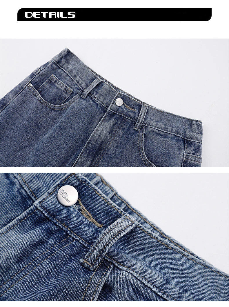 Jean long décontracté pour homme, style coréen, classique, droit, jambes larges, couleur unie, bleu clair, gris, noir, 2025