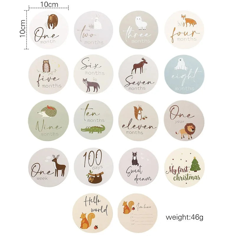 Baby Milestone Number Monthly Memorial Cards For Newborn Baby Paper Wooden Engraved Age Photography Accessories Birthing Gift